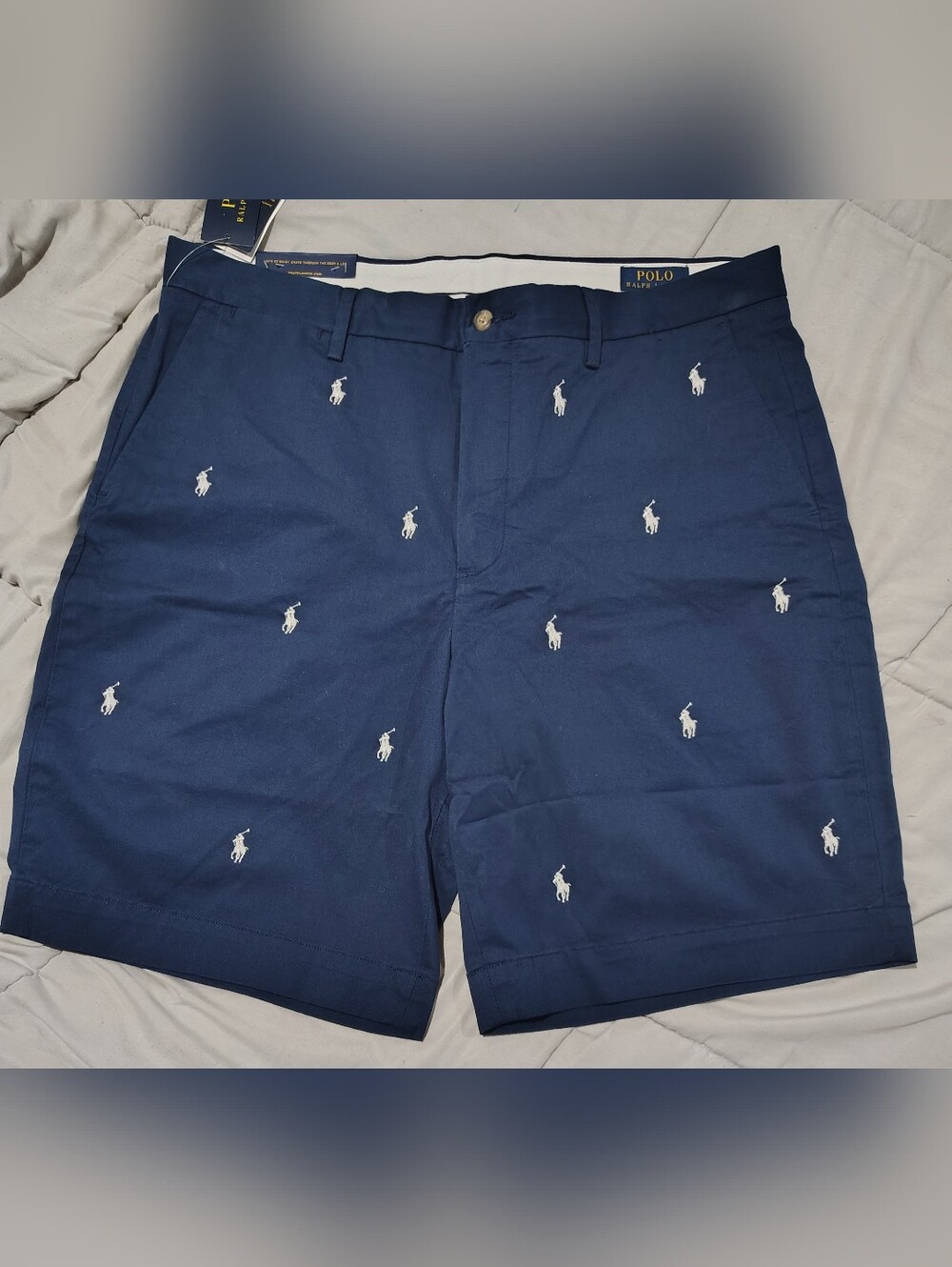 Polo by Ralph Lauren Navy Shorts with White Pony Embroidery Size 35 NWT